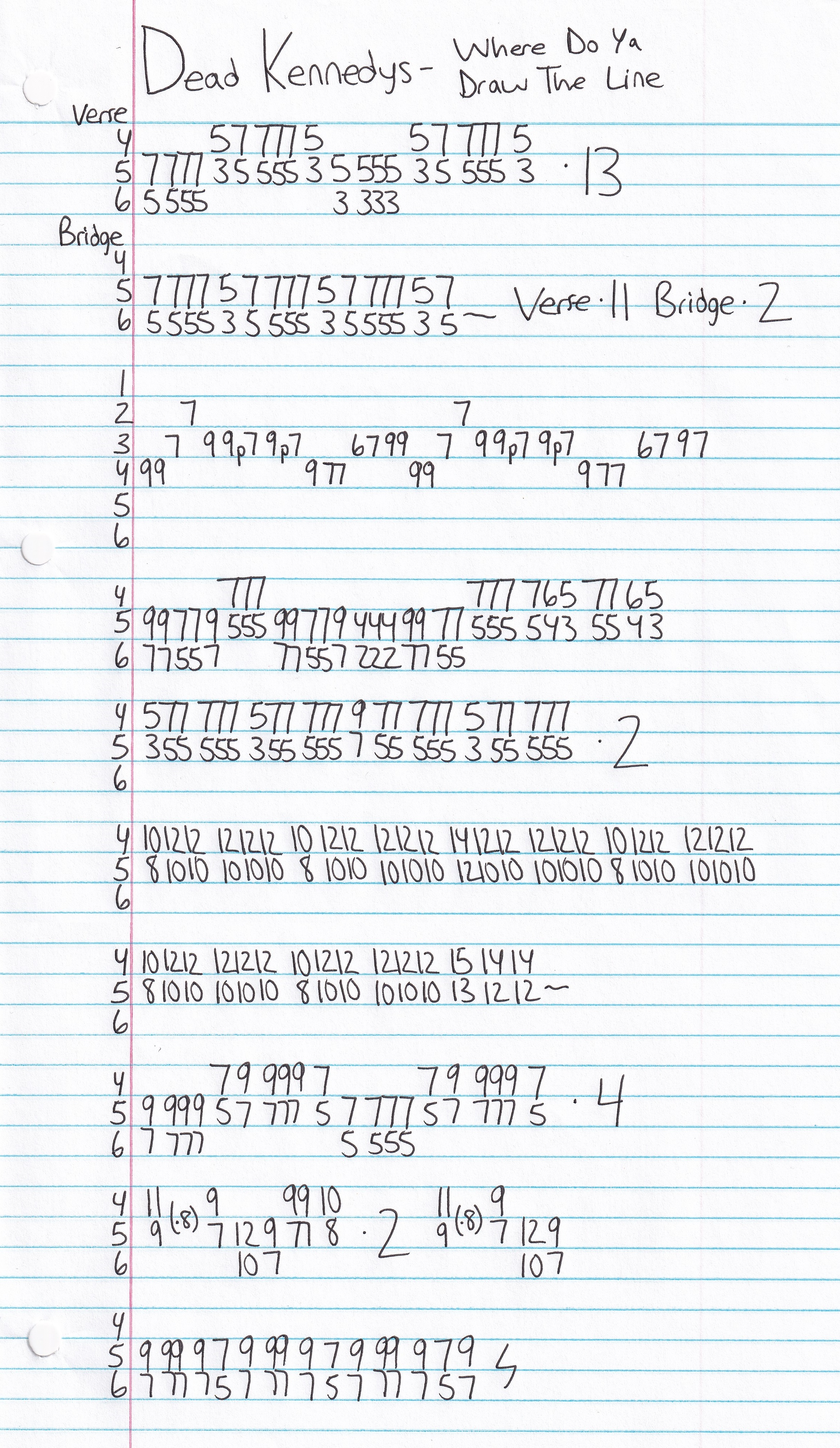 High quality guitar tab for Where Do Ya Draw The Line by Dead Kennedys off of the album Bedtime For Democracy. ***Complete and accurate guitar tab!***